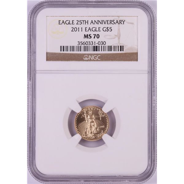 2011 $5 American Gold Eagle Coin NGC MS70