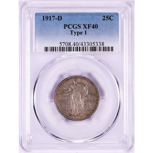 1917-D Type 1 Standing Liberty Quarter Coin PCGS XF40