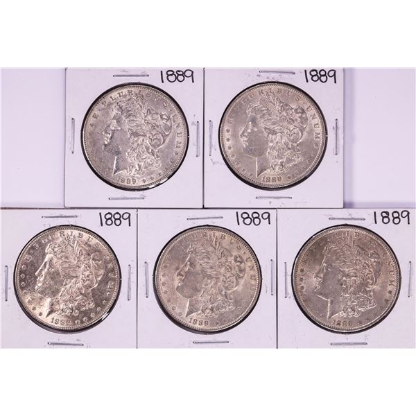 Lot of (5) 1889 $1 Morgan Silver Dollar Coins