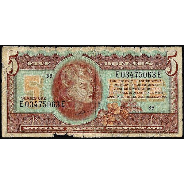 Series 692 $5 Military Payment Certificate Note