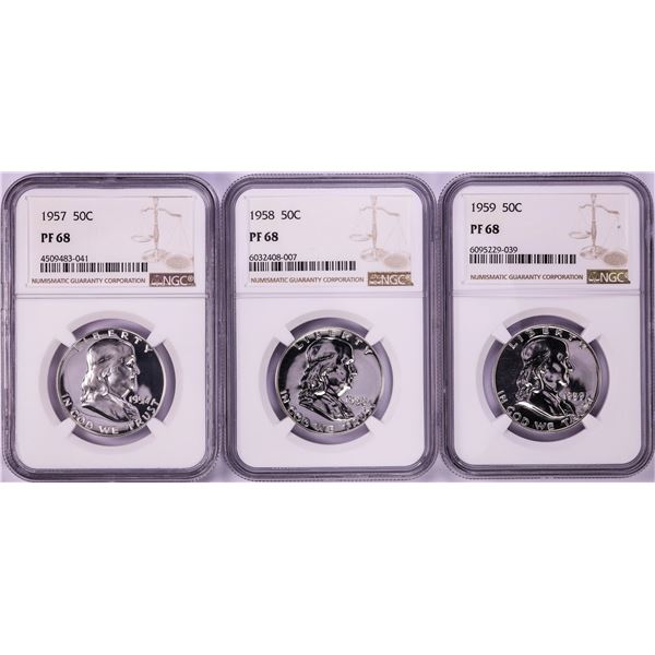 Lot of 1957-1959 Proof Franklin Half Dollar Coins NGC PF68