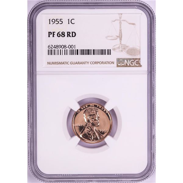 1955 Proof Lincoln Wheat Cent Coin NGC PF68RD