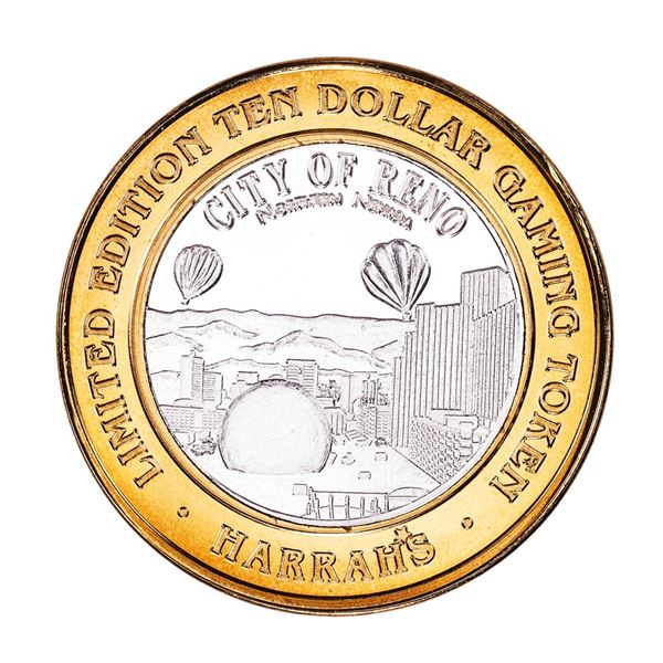 .999 Silver Harrahs Casino Reno Nevada $10 Casino Limited Edition Gaming Token