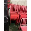 Image 2 : STACK OF 10 RED PLASTIC COMMERCIAL OUTDOOR STACKING CHAIRS