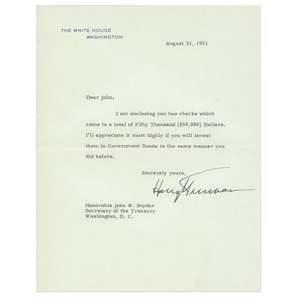 Harry S. Truman Typed Letter Signed as President