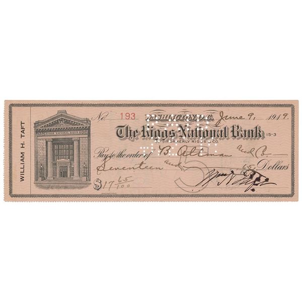 William H. Taft Signed Check