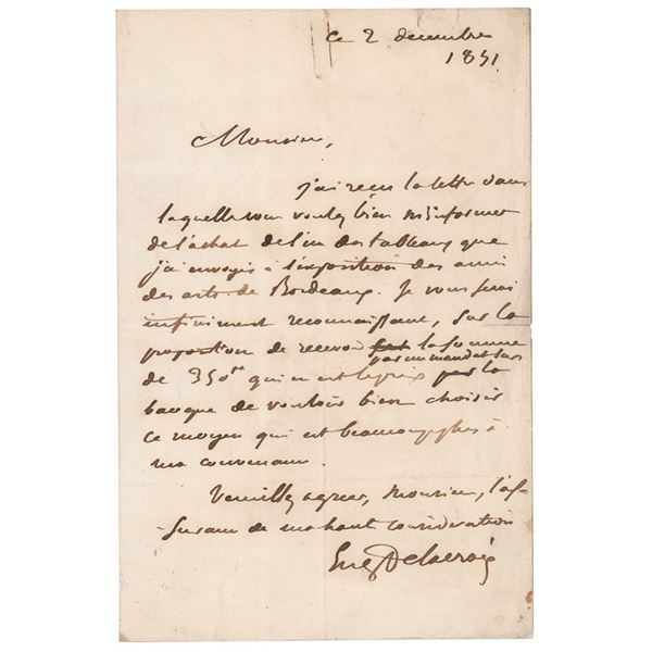 Eugene Delacroix Autograph Letter Signed