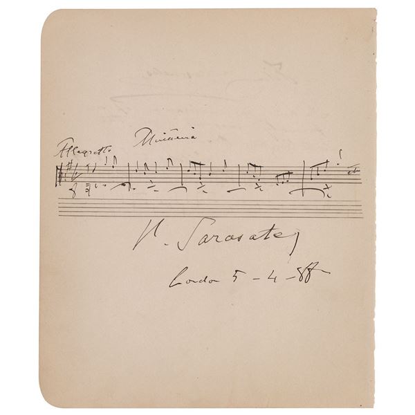 Pablo de Sarasate Autograph Musical Quotation Signed