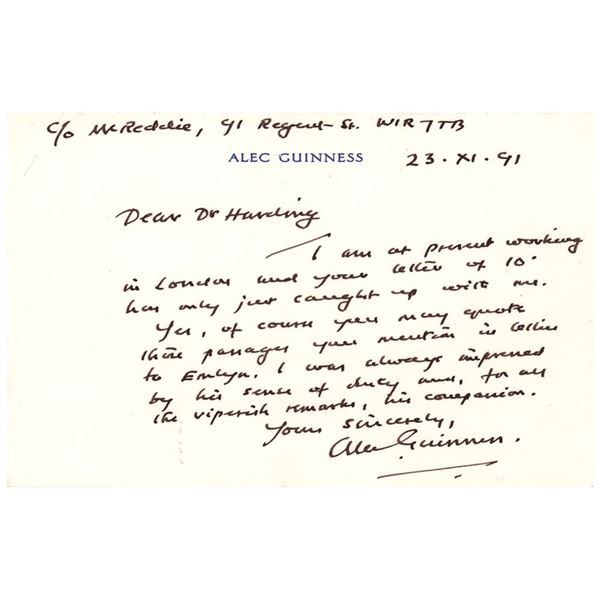 Alec Guinness Autograph Letter Signed
