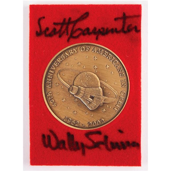 Scott Carpenter's Mercury 40th Anniversary Medallion Signed by (4) Astronauts