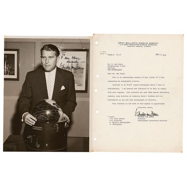 Wernher von Braun Signed Photograph and Typed Letter Signed