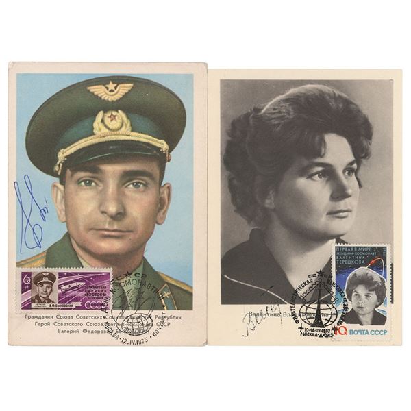 Valentina Tereshkova and Valery Bykovsky Signed Photographs