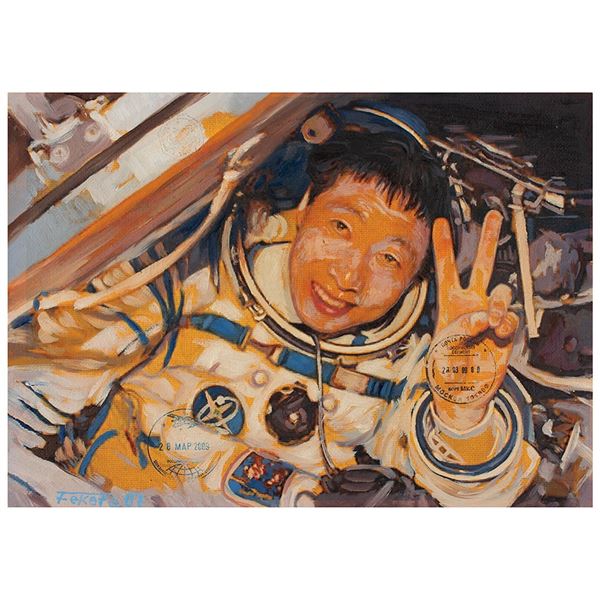Soyuz TMA-14/ISS Flown Painting by Jan Fekete: Toyohiro Akiyama