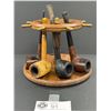 Image 2 : Vintage Revolving Wood Pipe Stand with Pipes