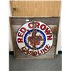 Image 1 : Vintage 30' Diameter Red Crown Gasoline Porcelain Sign Nicely Framed on Board 35 x 35 Nice Look