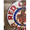 Image 2 : Vintage 30' Diameter Red Crown Gasoline Porcelain Sign Nicely Framed on Board 35 x 35 Nice Look