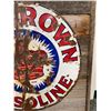 Image 3 : Vintage 30' Diameter Red Crown Gasoline Porcelain Sign Nicely Framed on Board 35 x 35 Nice Look