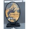 Image 1 : Vintage Large 18" Oval Chinese Carved Cork Lacquered Diorama