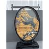 Image 2 : Vintage Large 18" Oval Chinese Carved Cork Lacquered Diorama