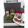 Image 1 : Vintage Christmas Home Décor Lot Including Candelabra Wreath Etc.