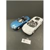 Image 1 : 1:18 Scale White Spider Ferrari and 1:18 Scale Blue BMW Z4