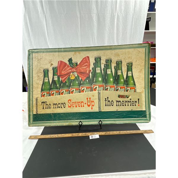 1964 37 x 24" 7 Up Cardboard Advertisement Displays Well