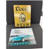 Image 1 : 2 Tin Sign Chev Belair and Coors