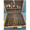 Image 2 : Nice Cutlery Display Box Full of Cutlery Wood Handles with Gold Plating