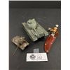 Image 1 : Vintage Small Knife with Sheath and 2 Toy Tanks