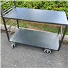 Image 2 : 2 TIER 4 WHEEL ROLLING CART WITH LADDER HANDLE