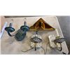 Image 1 : 2 PORCELAIN WALL SCONCES, LEADED GLASS WALL SCONCE AND MORE