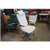 Image 1 : WHITE LEATHER ROLLING OFFICE CHAIR WITH BENTWOOD BACK