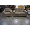 Image 1 : BROWN OVERSIZED MODERN LOVESEAT AND ARM CHAIR