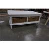 Image 2 : WHITE COFFEE TABLE WITH 2 WICKER DRAWERS