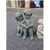 Image 2 : 2 CHILD GARDEN FIGURES AND IRON GARDEN DECORATION
