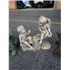 Image 3 : 2 CHILD GARDEN FIGURES AND IRON GARDEN DECORATION