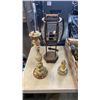 Image 2 : TRAY FO CANDLES, CANDLE HOLDERS AND STONE LAMP BASE/PEDESTAL BASE 17 INCHES TALL