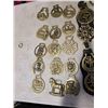 Image 2 : LARGE LOT OF BRASS HORSE MEDALIONS SOME ON STRAPS