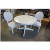 Image 1 : ROUND WHITE DINING TABLE WITH JACKNIFE LEAF AND 2 CHAIRS