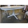 Image 8 : ROUND WHITE DINING TABLE WITH JACKNIFE LEAF AND 2 CHAIRS