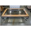 Image 1 : METAL BASE GLASSTOP AND WOOD COFFEE TABLE