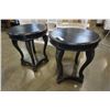 Image 2 : PAIR OF BLACK REPRODUCTION ROUND ENDTABLES