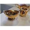 Image 2 : 4 PIECE ROYAL WINTON GRIMWADES GOLD TONE CHINA CREAM AND SUGAR, HANDLED VASE