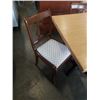Image 2 : BLACK METAL BASE WOOD TOP PUB TABLE WITH 3 ANTIQUE DUNCAN PHYFE DINING CHAIRS