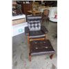 Image 1 : BLACK LEATHER MID CENTURY CHAIR WITH OTTOMAN