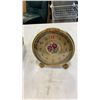 Image 2 : BURSLEM FOOTED DISH AND ENGLISH PETIT POINT DESK CLOCK
