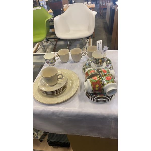 ASSORTED MIKASA PARTIAL SETS - CHINA CUPS AND SAUCERS, PLATES