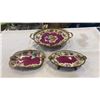 Image 1 : 3 HIGHLY DECORATED HAND PAINTED ITALIAN SERVING DISHES