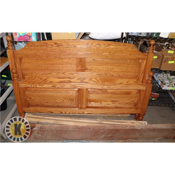 OAK WOOD BED FRAME (SIZE QUEEN)