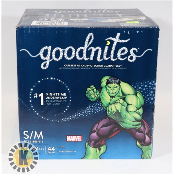 CASE OF GOODNITES MARVEL SIZE S/M
